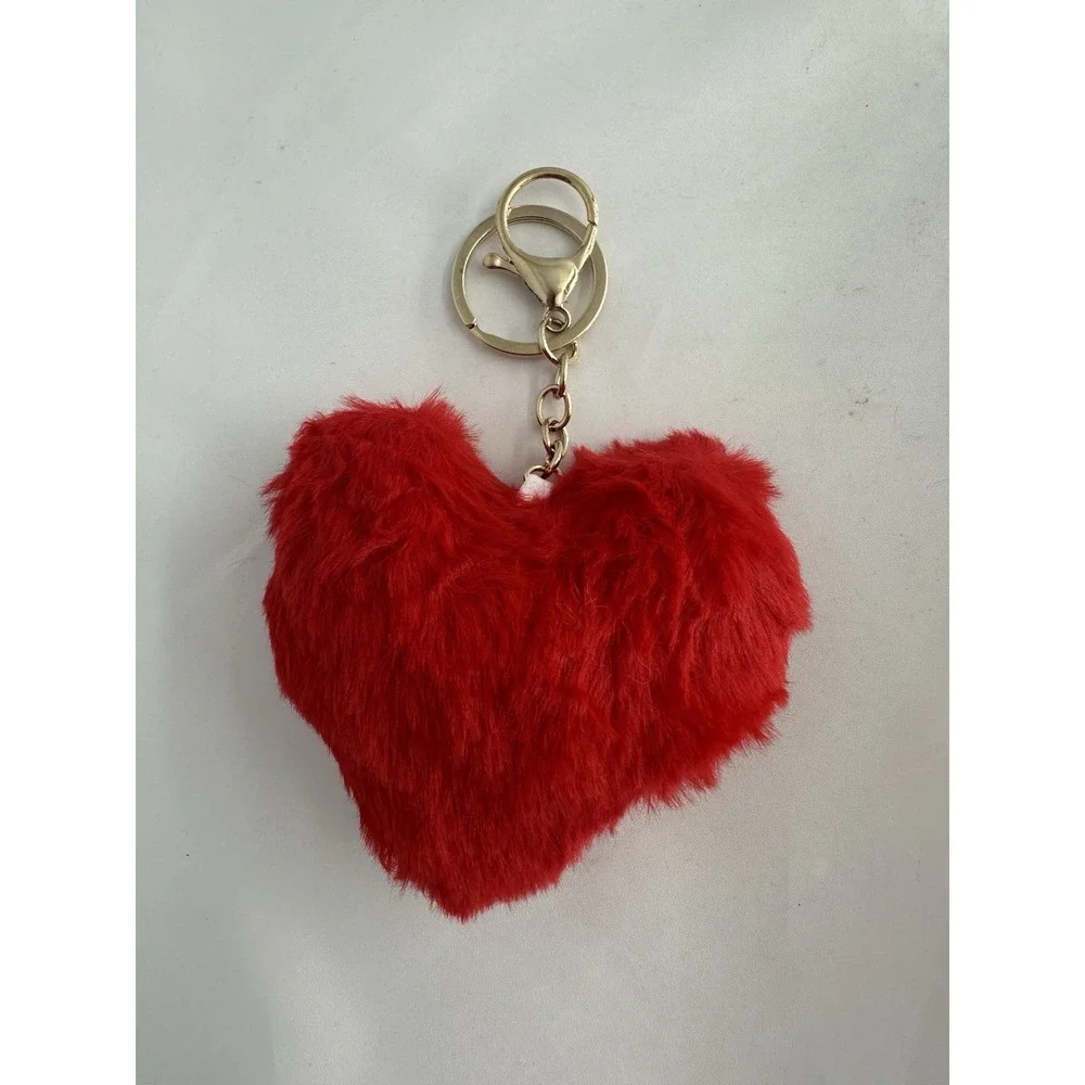 Heart Pom purse keychain - Red